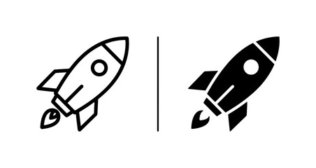 Rocket Ship Icons, Spacecraft Vector Graphics, Launch Symbol Set, Futuristic Exploration and Startup Concepts © Reshma