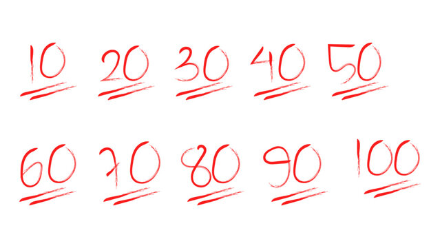 Handwritten numbers with underlines on a white background