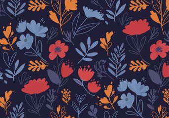 Obraz premium Whimsical botanical composition with scattered blooming details