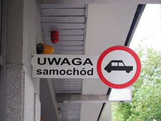Uwaga samochod translation Attention car warning sign