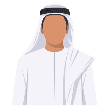 Arab man wearing traditional shemagh khaliji or keffiyeh with beard and mustache. Vector illustration ideal for muslim and arabic culture themes.