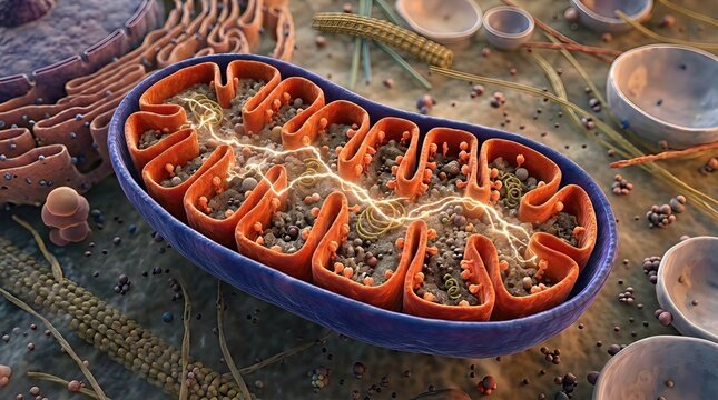 Mitochondrion, a critical cellular organelle generating metabolic energy via cellular respiration.