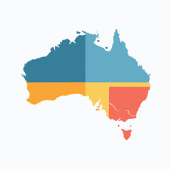 Obraz premium Stylized Map of Australia with Color Blocks