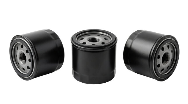 Black automotive spin on spin-off engine oil filter car part template