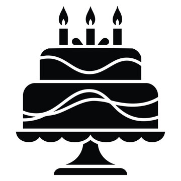 Birthday cake featuring drippy chocolate and candles. Sweet vector illustration suitable for festive events and celebration themed visuals.