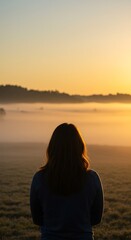 Fototapeta premium Golden Hour Solitude: A Misty Dawn