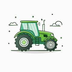 Naklejka premium Green Tractor Illustration