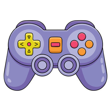 Cartoon playstation stick controller vector illustration. Gaming accessory artwork perfect for arcade themes, esports projects and video game visuals.