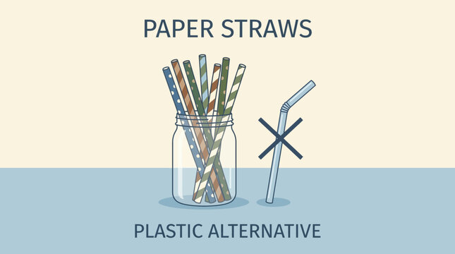 Paper Straws in Glass as Plastic Alternative