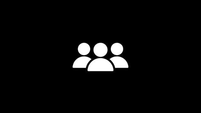 Minimalist user group animation on black background