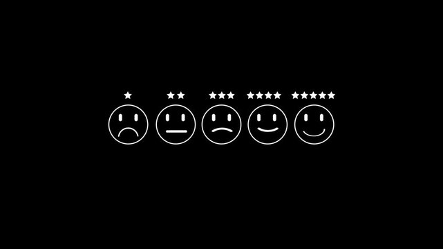 Customer satisfaction rating scale animation with five star feedback