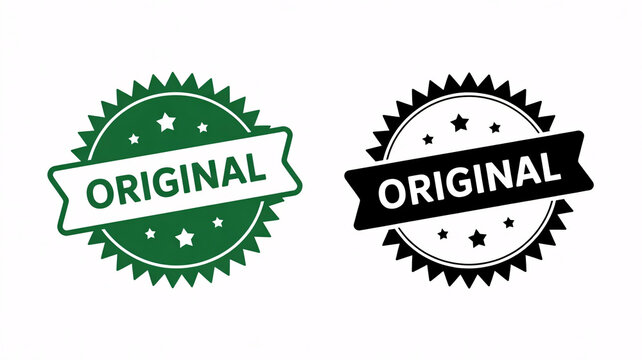 Original stamp, seal, badge, label, icon set, green, black, vector graphics