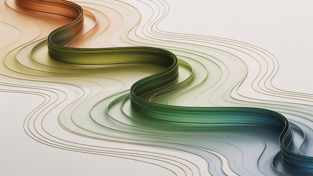Colorful gradient wave, swirling ribbon, abstract design, vibrant curves