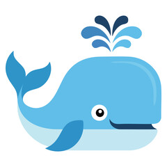 Naklejka premium Cute whale emoji animal vector illustration for sea and ocean themes. Ideal for aquatic graphics, marine wildlife visuals, and playful nature designs.