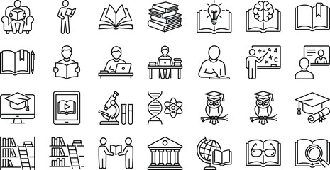 Educational symbols and black line on white background © Tanzina_Rahman