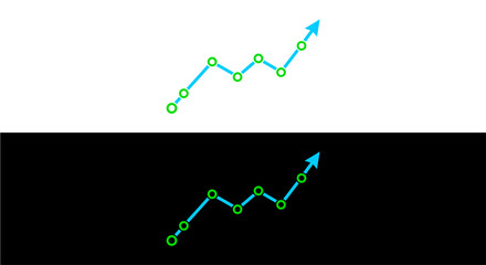 Line graphs with arrows on white and black backgrounds. © wayy