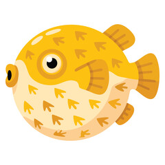 Doodle style cute pufferfish sea creature illustration. Simple cartoon vector design perfect for ocean themes, aquatic stickers and fun marine artwork. © Nass Studio