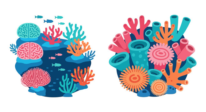 Coral Reef Brains: Abstract Concept of Mind and Marine Life