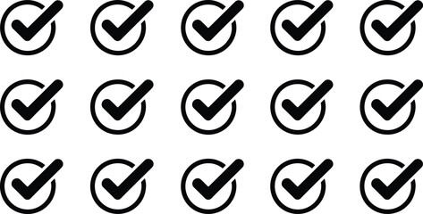 Fototapeta premium Checkmark icon vector set with approved checkbox and validation symbols isolated on white background