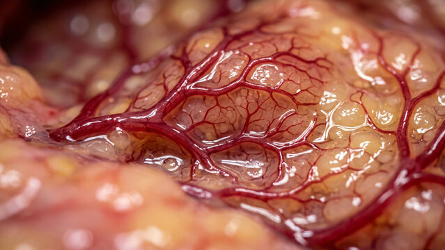 Extreme Macro Photography of Mesenteric Tissue with Dense Vascular Network