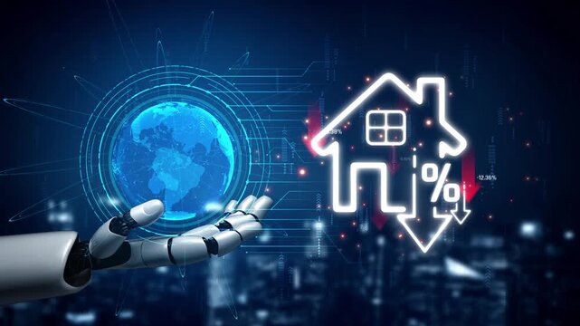 Futuristic Concept of Artificial Intelligence and Real Estate with Data Visualization Elements for Modern Homes and Technology Integration Sigmoid