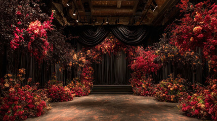 Fototapeta premium Florals Stage Dark Backdrop