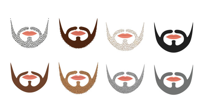 Set of Various Beard Styles and Shapes with Mouths