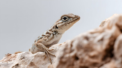 Fototapeta premium Intricate Lizard Perched Attentively Rock