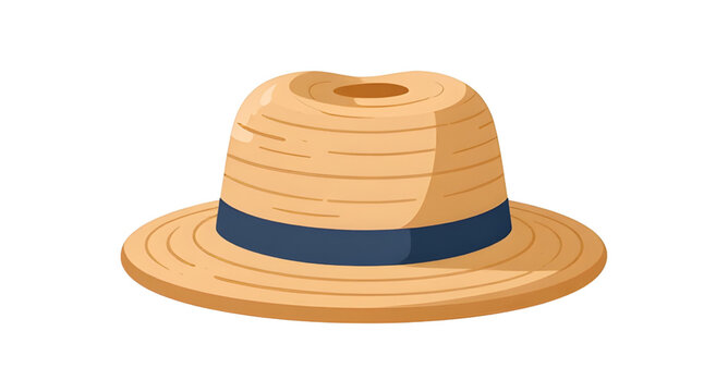 accessory, strawhat, hat, summer, beach, fashion, woven, sunhat, vacation, tropical, casual, rustic, apparel, stylish, vector, illustration, isolated