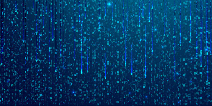Abstract blue light lines pattern on dark background, digital matrix technology network big data concept, modern design