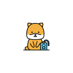 Obraz premium Cute Shiba Inu Dog Holding Phone.