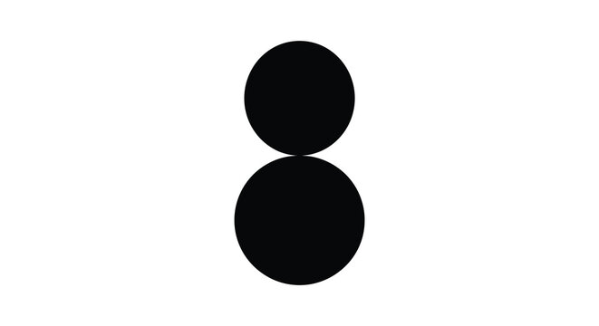 Two black circular shapes stacked vertically against a white background a simple silhouette circle circles spheres