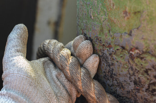 Seafarer hand has been trapped by the rope during mooring operations. This incident can lead to the bone fracture and loss of work case. Seafarers shall wear safety gloves during mooring operations
