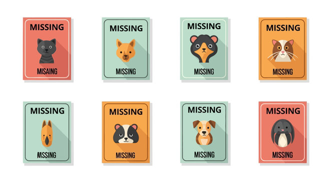 Missing Pet Posters Collection: Cute Animals Lost, Seeking Home