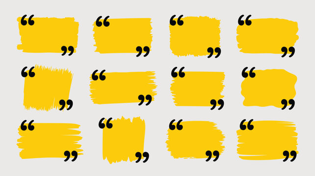 Yellow Highlighter Style Quote Marks on Light Gray Background for Quote Concepts