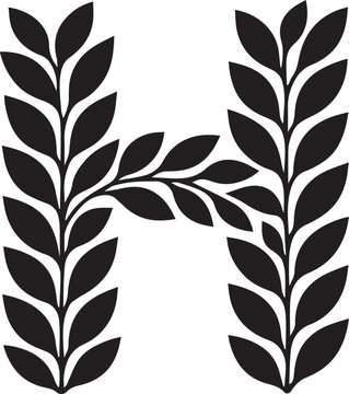 Floral Letter H Botanical Monogram Vector Design 