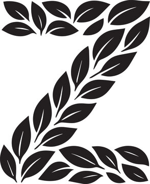 Floral Letter Z Botanical Monogram Vector Design 