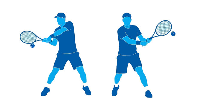 Tennis Player Silhouette: Forehand and Backhand Strokes
