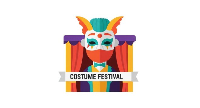 Colorful mask icon for a costume festival event