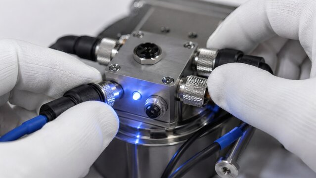 Hands Calibrating Marine Optoelectronic Module
