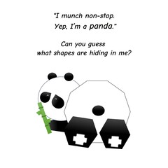 2d shape learning poster with shape in the panda for kids. © MY