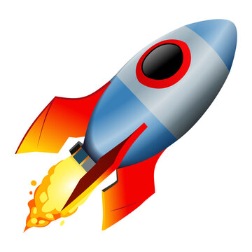 Rocket emoji, vector illustration isolated on transparent background.