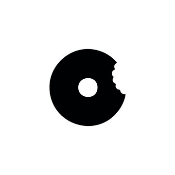 Glazed donut with bite mark silhouette icon vector illustration on white background