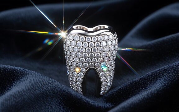 Luxury diamond tooth pendant elegant fine jewelry concept photo