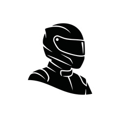 Fototapeta premium F1 Style Silhouette Driver Logo, a Minimalist Vector Logo of a Formula 1 Driver Silhouette From the Shoulders Up, Clean Aerodynamic Lines