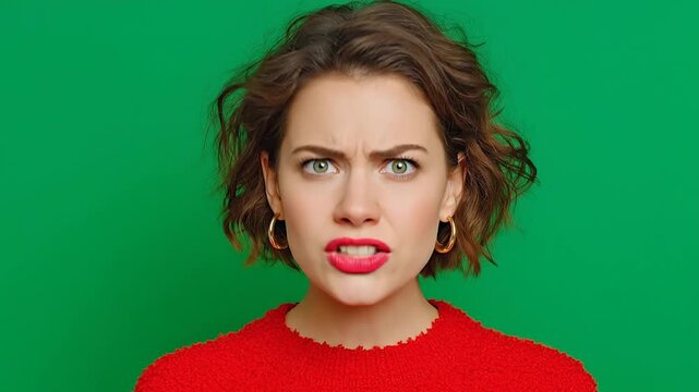 Female furrowing her brows in confusion during a confusing conversation