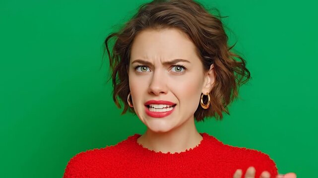 Female furrowing her brows in confusion during a confusing conversation