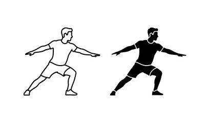 Obraz premium Soccer players, athletic poses, sports icons, vector illustrations