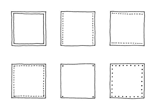 ペンで描かれたシンプルでおしゃれな手描きのタグフレームのセット1（黒）