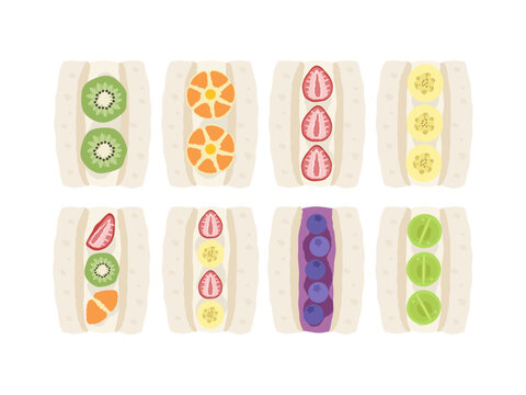 フルーツサンドのイラストセット